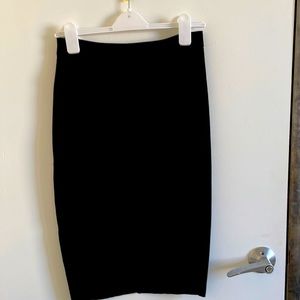 Black stretch suede skirt